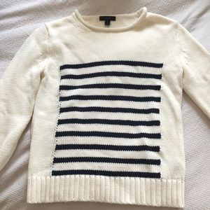 Jcrew cream and navy sweater